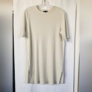 Eileen Fisher‎ textured stretch rib round neck short sleeve tunic size small